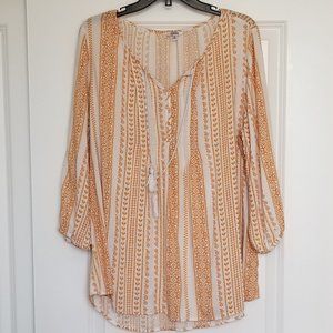 SONOMA BOHO TUNIC 3/4 SLEVE GOLD AND WHITE